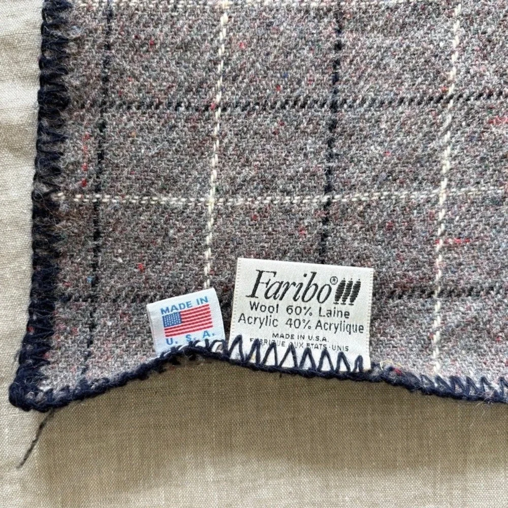 Vintage Faribo Wool Blend Plaid Blanket‎ Throw Made in USA Bed Footer